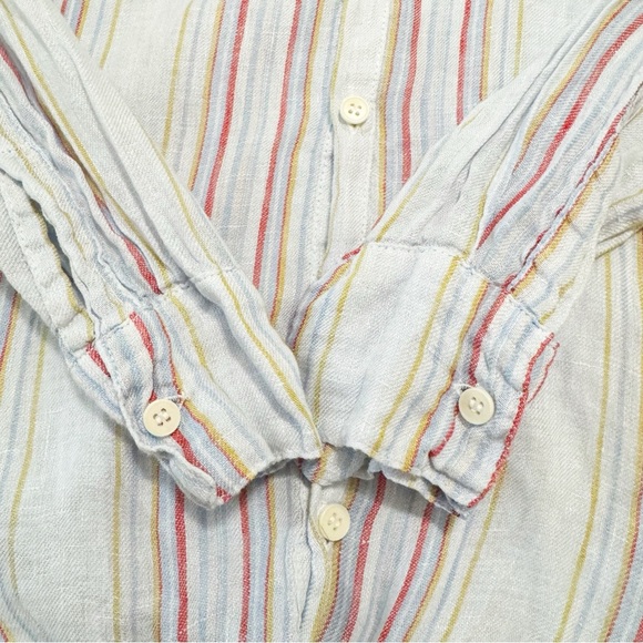 CP Shades Romy Blue Striped Linen Button Down Top XS - Picture 6 of 12